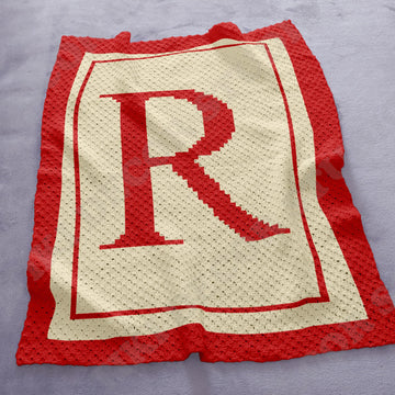 Initial Letter R Stroller Blanket C2C CROCHET PATTERN