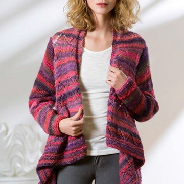 Drape Front Cardigan in Red Heart Boutique Unforgettable - LW3493