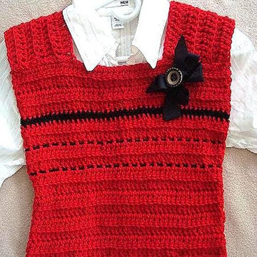715 red crochet vest, baby to adult plus size