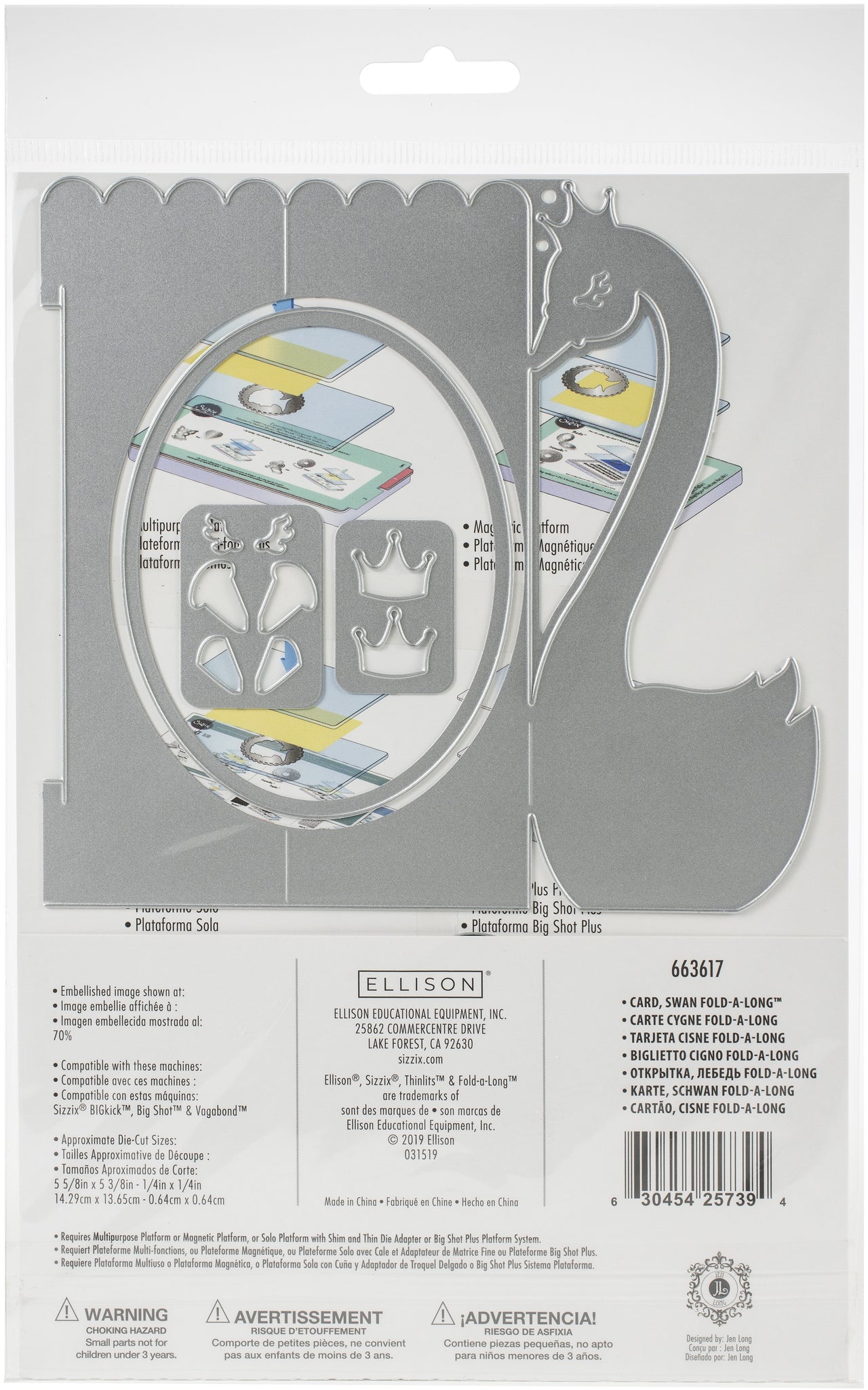 Sizzix Thinlits Dies By Jen Long - Swan Fold-A-Long Card 6/Pkg - 606038
