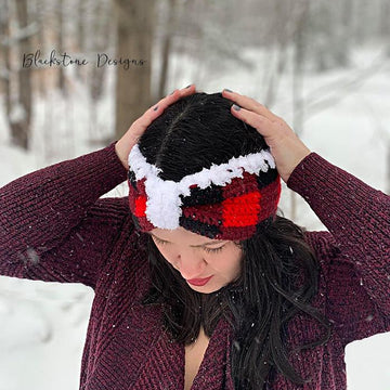 Fur Lined Plaid Ear Warmer