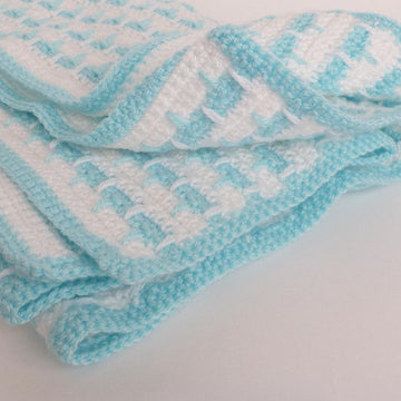 5pcs Crocheted Newborn Baby Set - blanket, top, pants, bonnet, booties