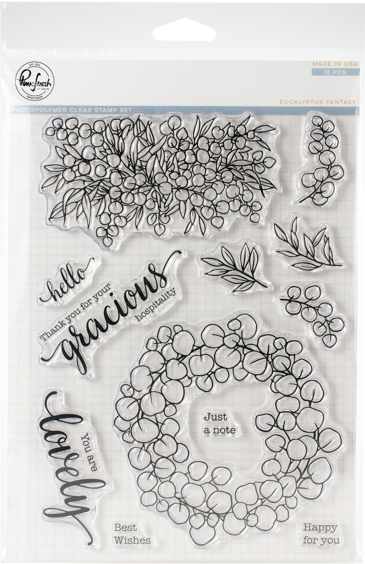 Pinkfresh Studio Clear Stamp Set 6"X8" - Eucalyptus Fantasy