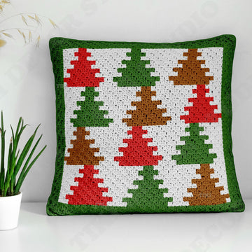 C2C Christmas Tree Sofa Square Cushion Mosaic Ladder CROCHET PATTERN
