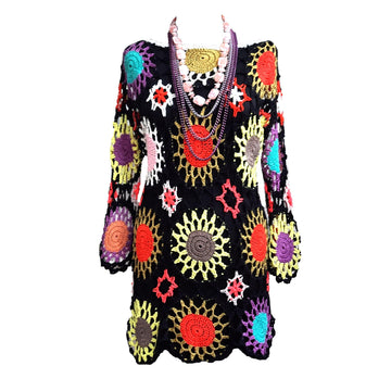 Crochet rainbow festival cover up.