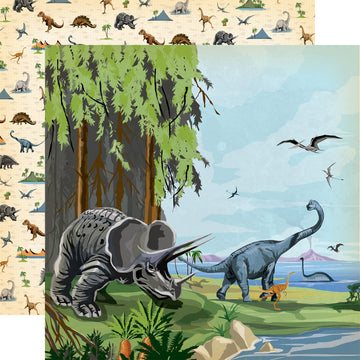 Echo Park Paper Dinosaurs Double-Sided Cardstock 12"X12" - Prehistoric