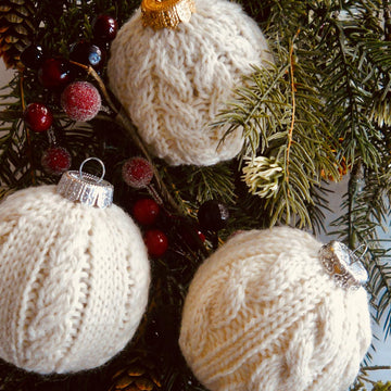Cable Knit Holiday Ornaments