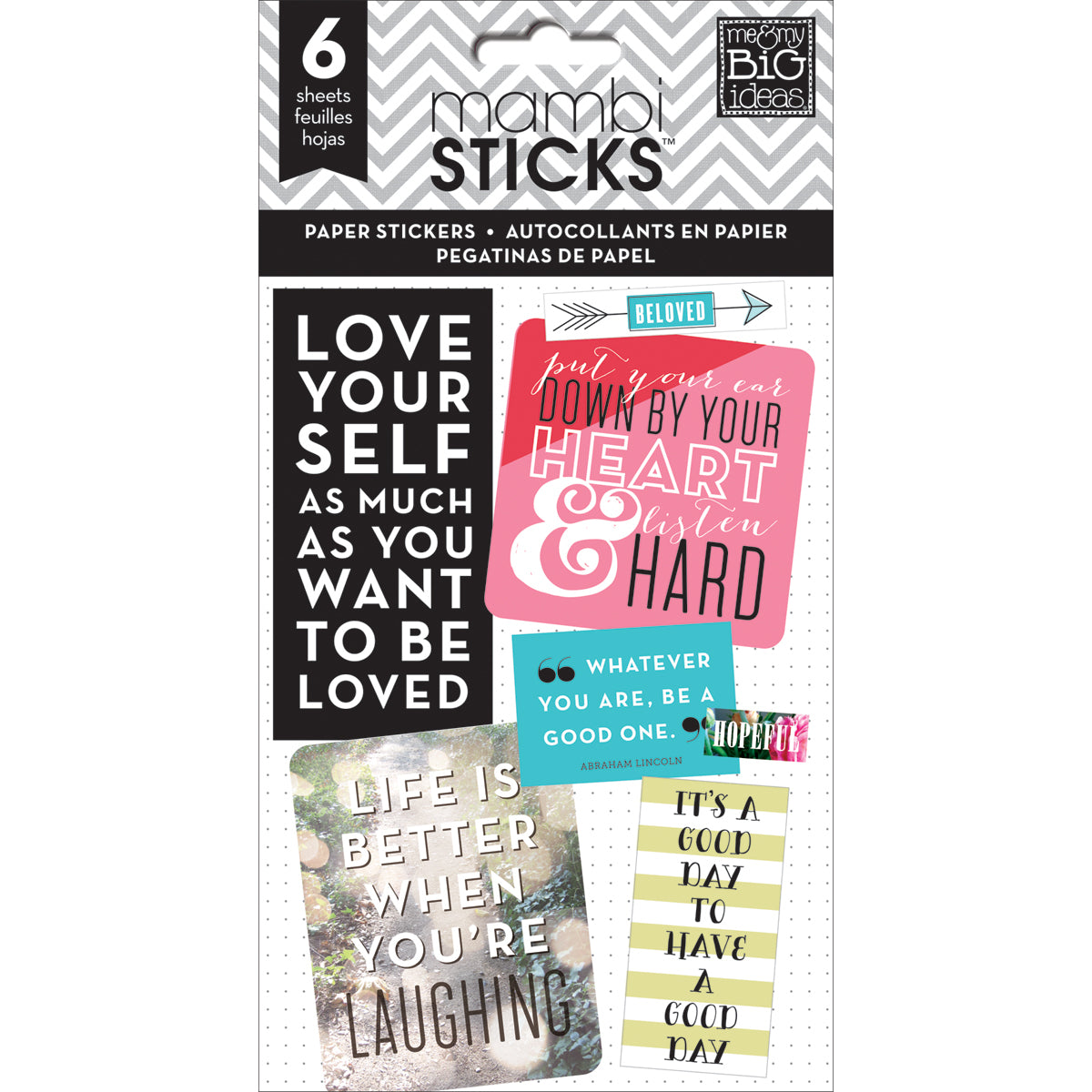 Pocket Pages Clear Stickers 6/Pkg - Love Yourself