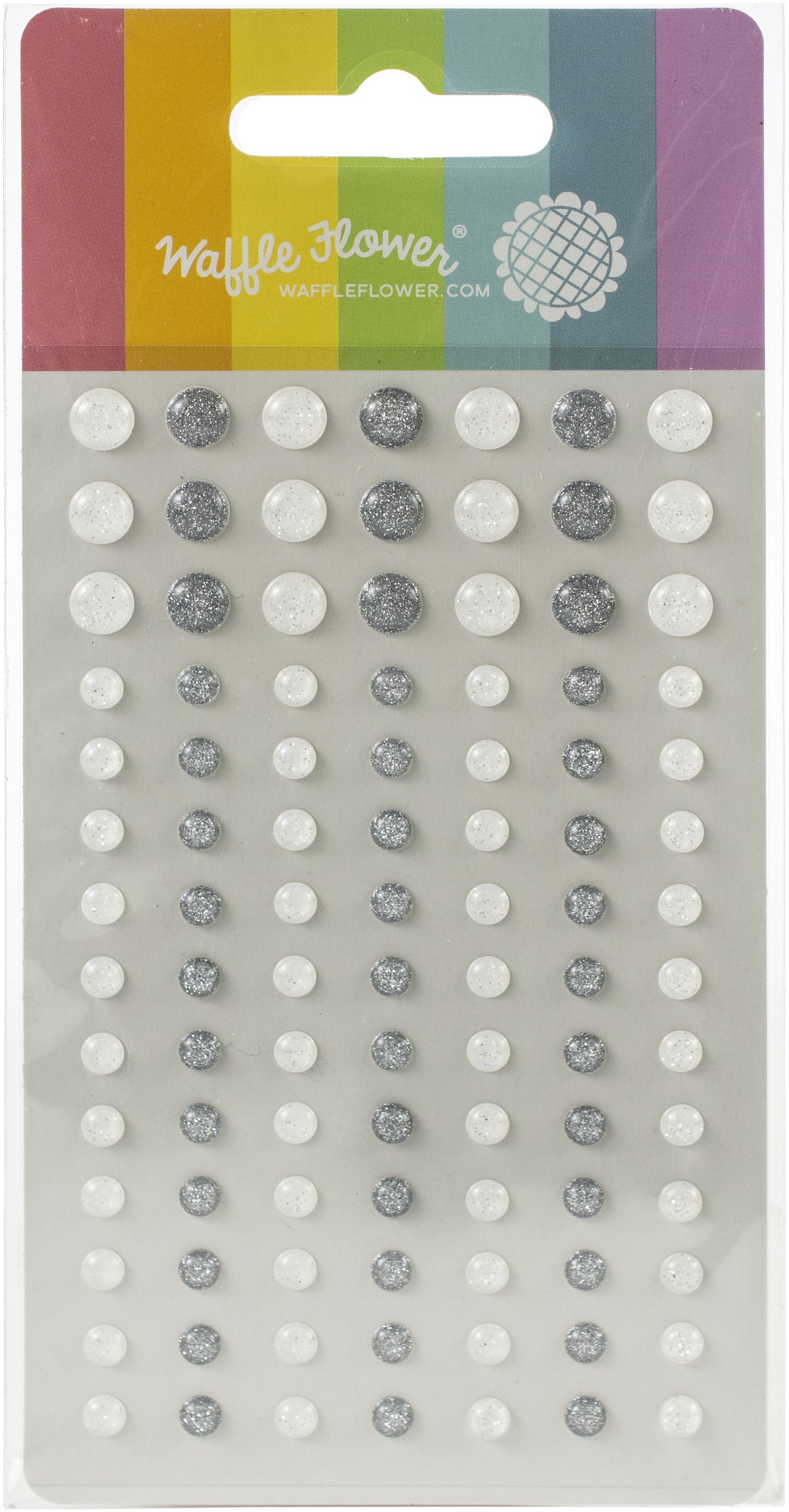 Waffle Flower Crafts Enamel Dots - Stardust-White & Silver