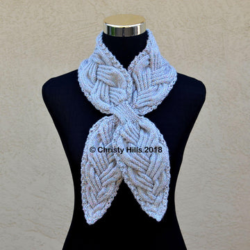 Charming Cable Scarf  (Keyhole / Ascot / Pull-Through / Vintage / Stay On / Scarf Knitting Pattern)