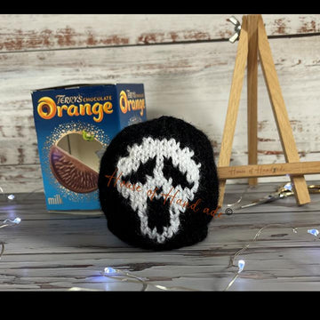 Ghost Mask Chocolate Orange Cover Knitting Pattern