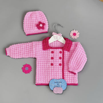 Izzy Double Breasted Baby Coat Knitting Pattern 18 inch chest size