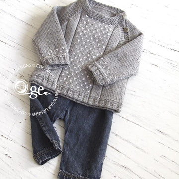 Baby round neck, side opening sweater - P061