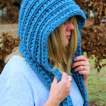 Winter Blues Hooded Scarf
