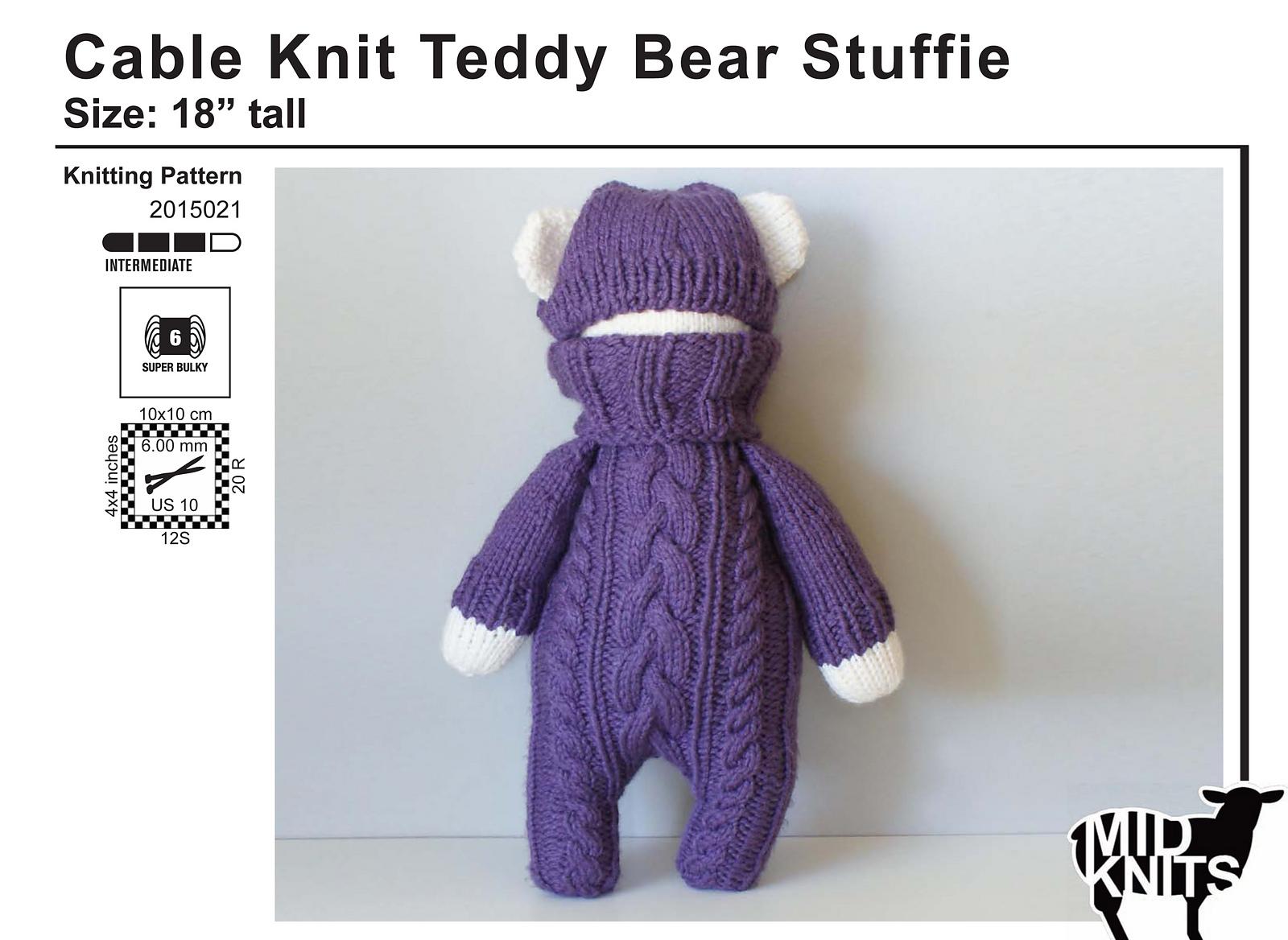 Cable Knit Teddy Bear Stuffie (2015021)