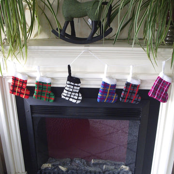DK knitting pattern Plaid Tartan Christmas stockings chocolate gift home decoration