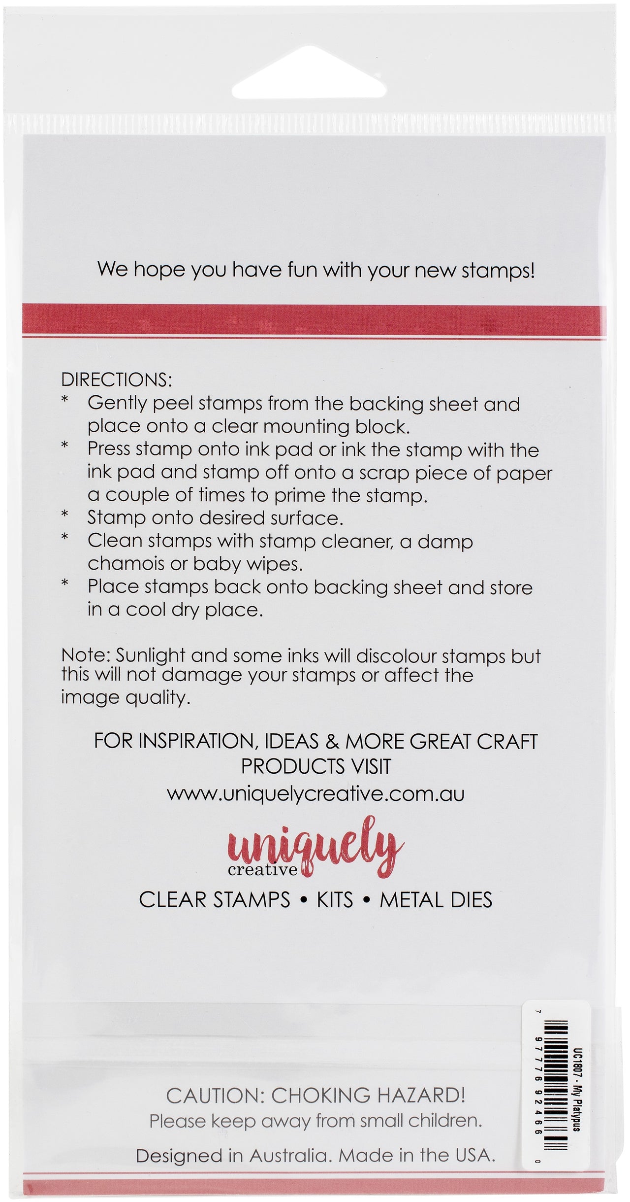 Uniquely Creative Clear Stamps - My Platypus