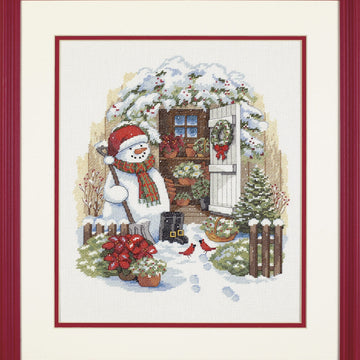 Dimensions Counted Cross Stitch Kit: Garden Shed Snowman - 30 x 36cm (12 x 14in)