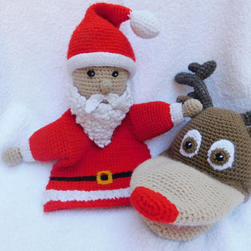Rudolph, the reindeer, amigurumi hand puppet