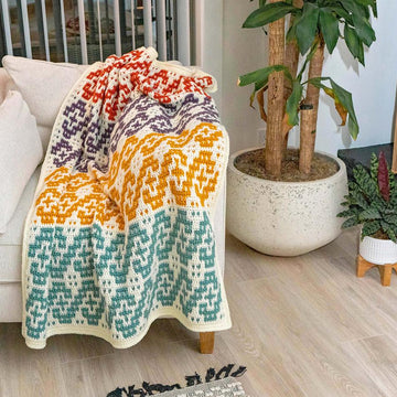 Waves Mosaic Crochet Blanket