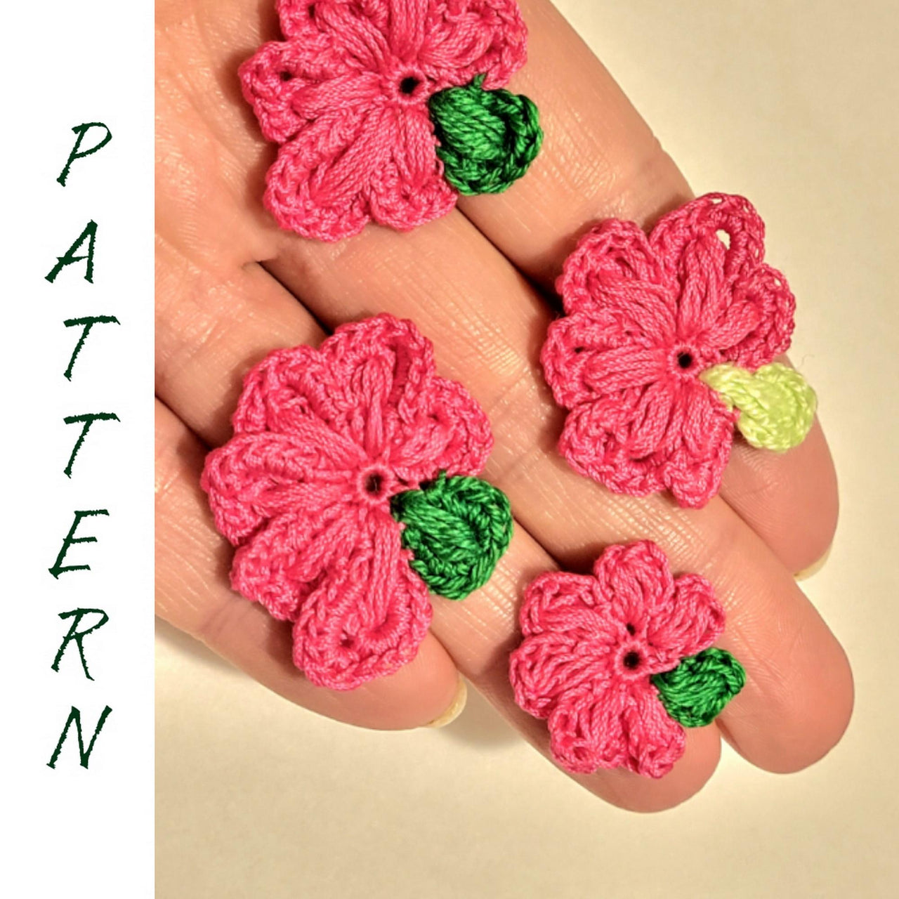 Pink tiny cozy crochet flower pattern