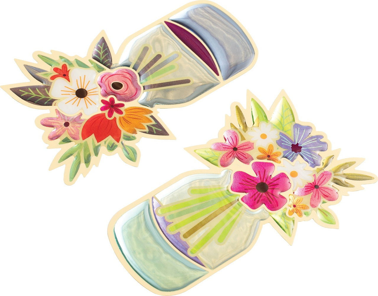 Sticko Raised Channel Epoxy Stickers - Mason Jar Floral