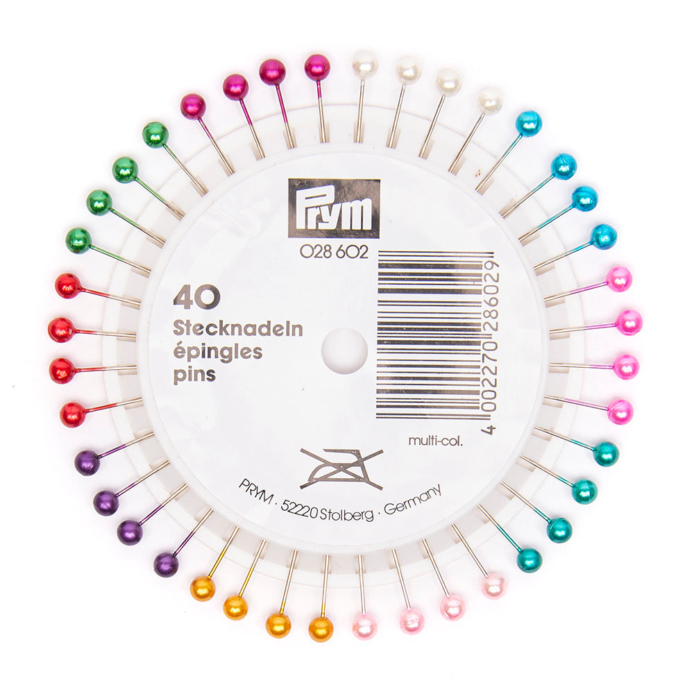 Prym Pearl-Headed Pins 0.58 x 40 mm Assorted Colours Rosette