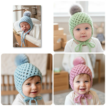 Crochet Pattern Baby, Childs Loopy Stitch Hat,  Helmet, 5 sizes   #405
