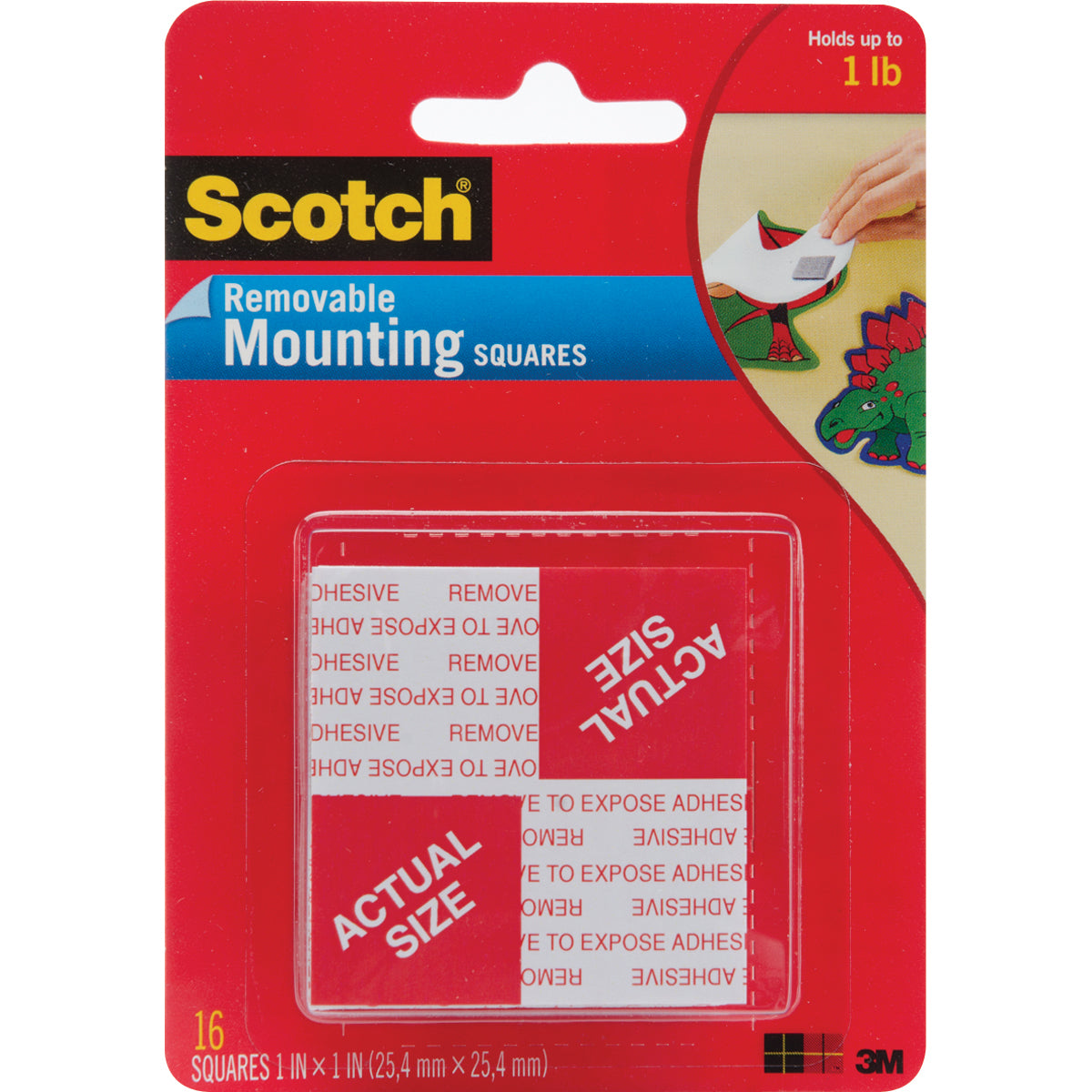 Scotch Mounting Squares Removable - 1" 16/Pkg