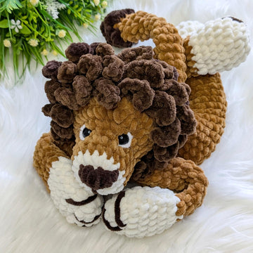 Crochet snuggler pattern, crochet lion baby lovey blanket pattern