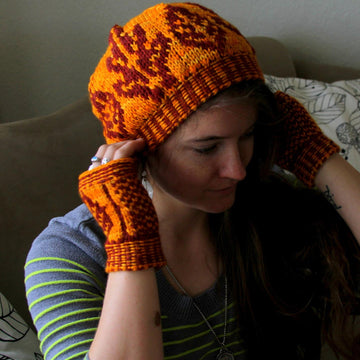 Leaves Hat and Mitts Set