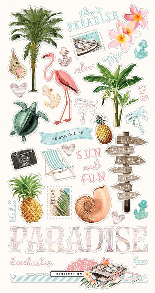 Simple Stories Simple Vintage Coastal Chipboard Stickers 6"X12" - 619896