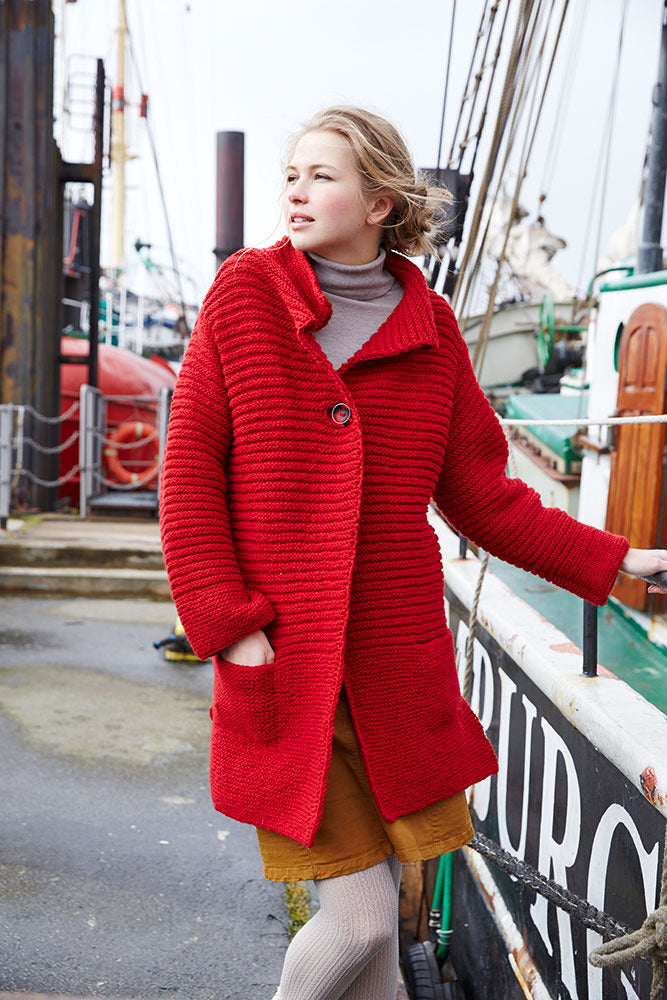Longjacke mit Rippenmuster in Schachenmayr Trachtenwolle - S9393 - Downloadable PDF
