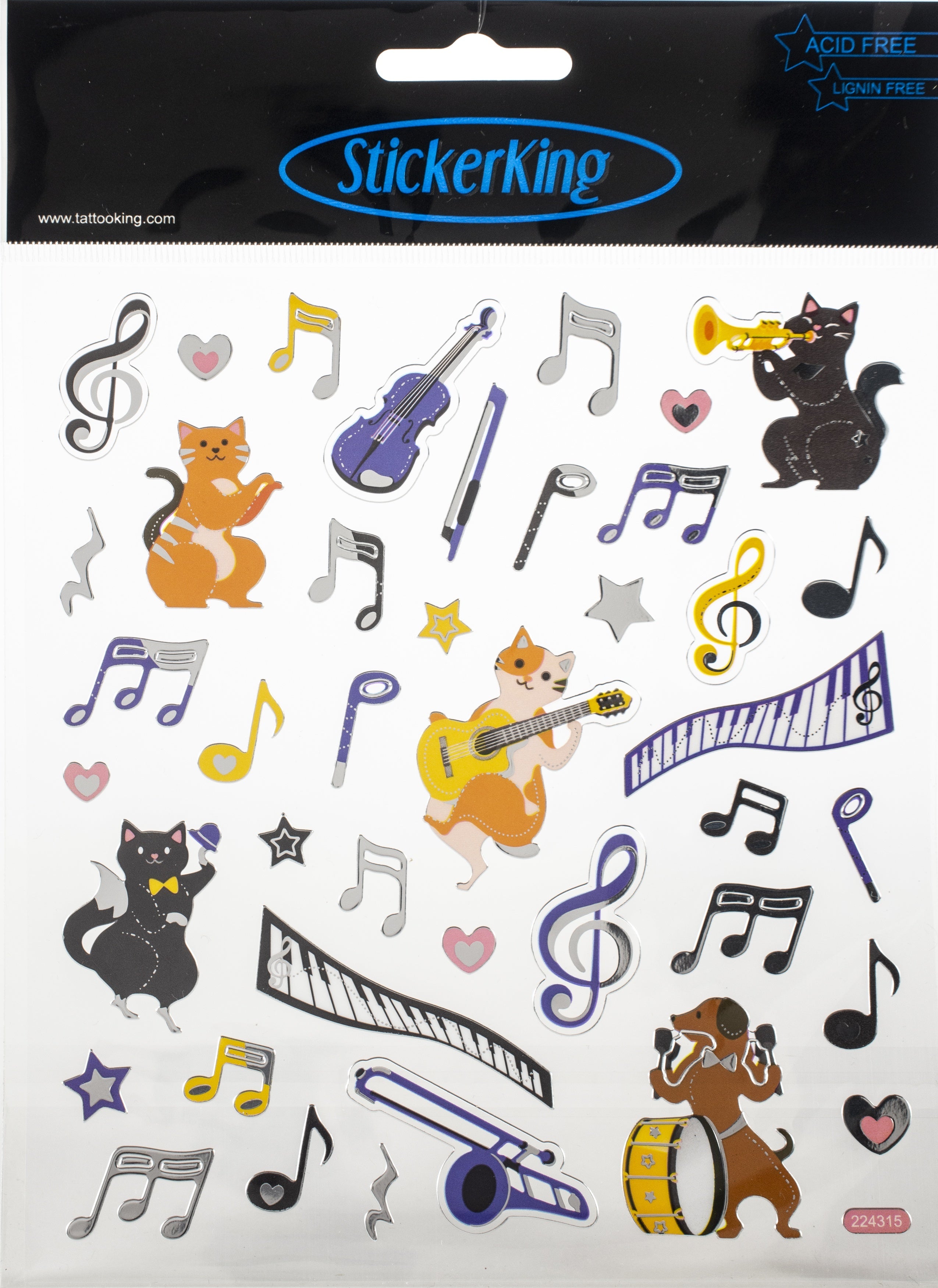 Tattoo King Sticker King Stickers - Music Cats