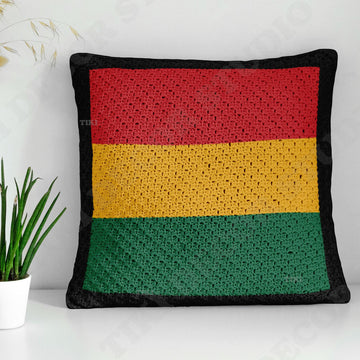 Rasta Reggie Pillow Jamaica Bordered Cushion Mini C2C Diagonal Crochet Pattern