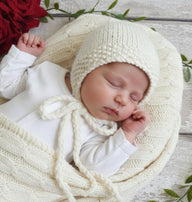 Easy Classic Baby Bonnet in seed stitch