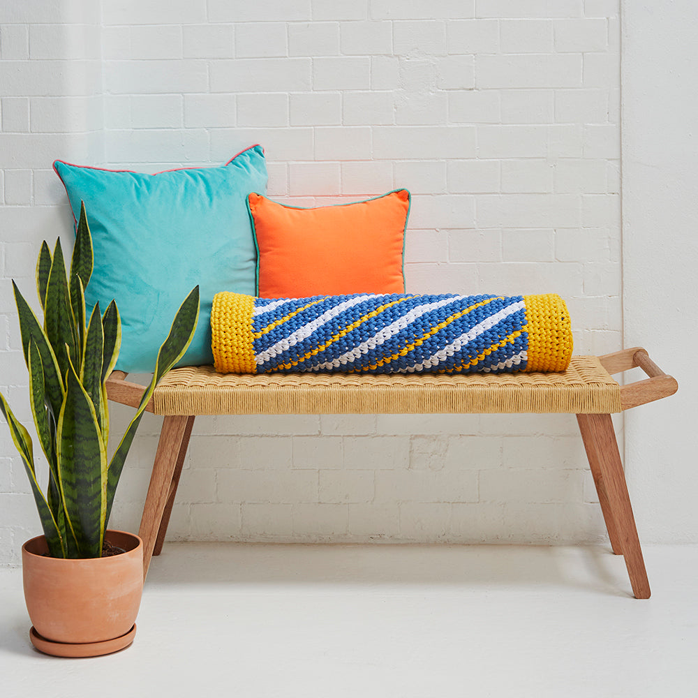 "Twist and Shout Draft Excluder" - Free Cushion Crochet Pattern For Home in Paintbox Yarns Recycled T-Shirt by Paintbox Yarns
