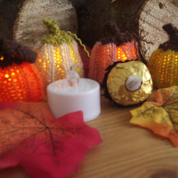 Mini Glow Pumpkins Ferrero or LED tealight cover Autumn Halloween decor