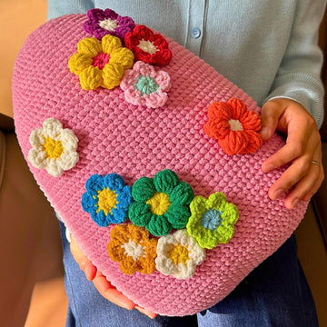 Egg Pillow with 3D Flowers