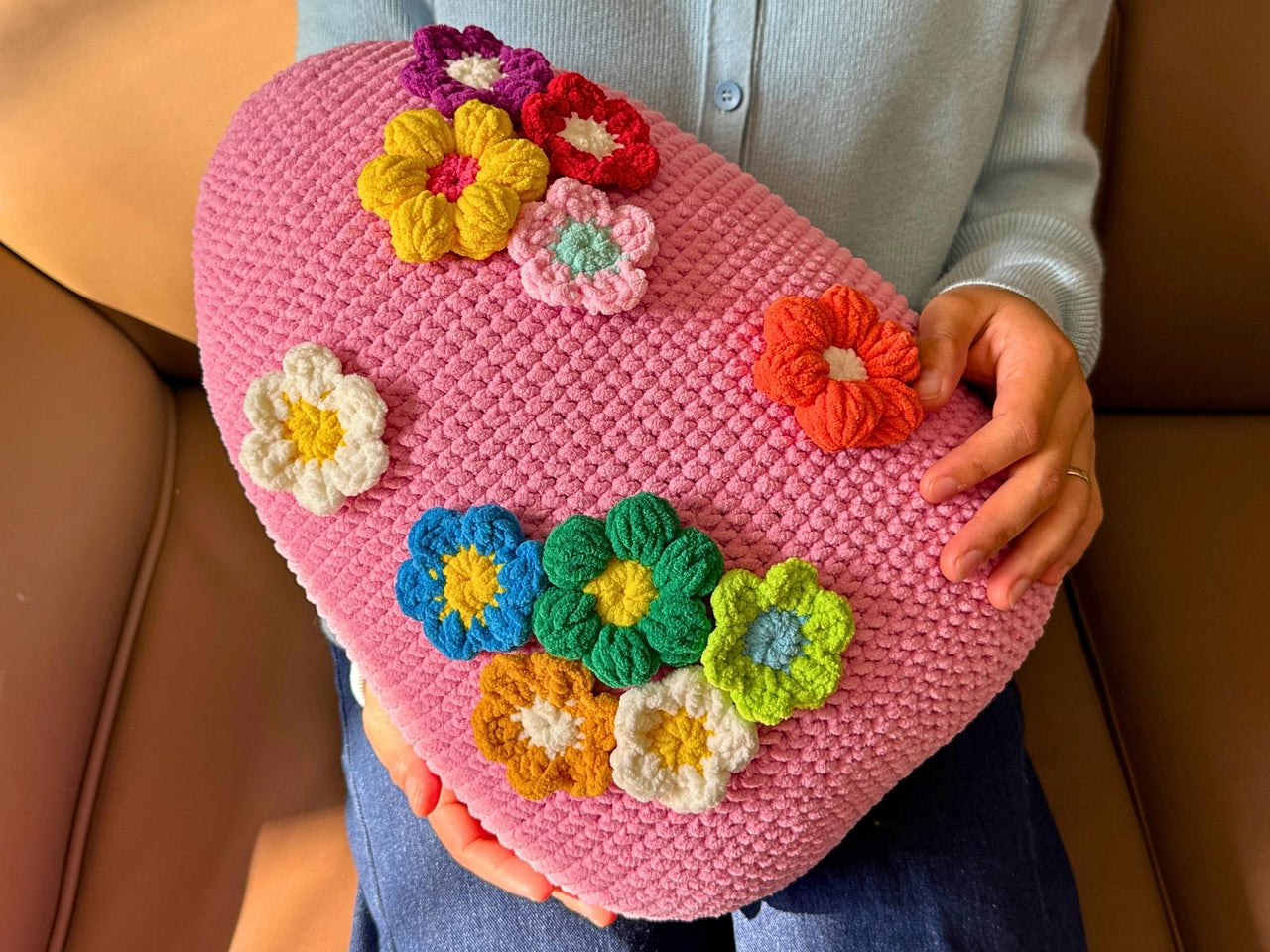 Egg Pillow with 3D Flowers