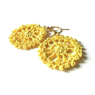 Cart wheel crochet earrings