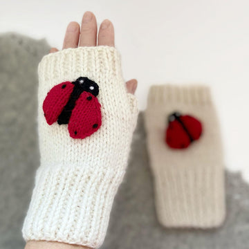 Ladybugs fingerless gloves