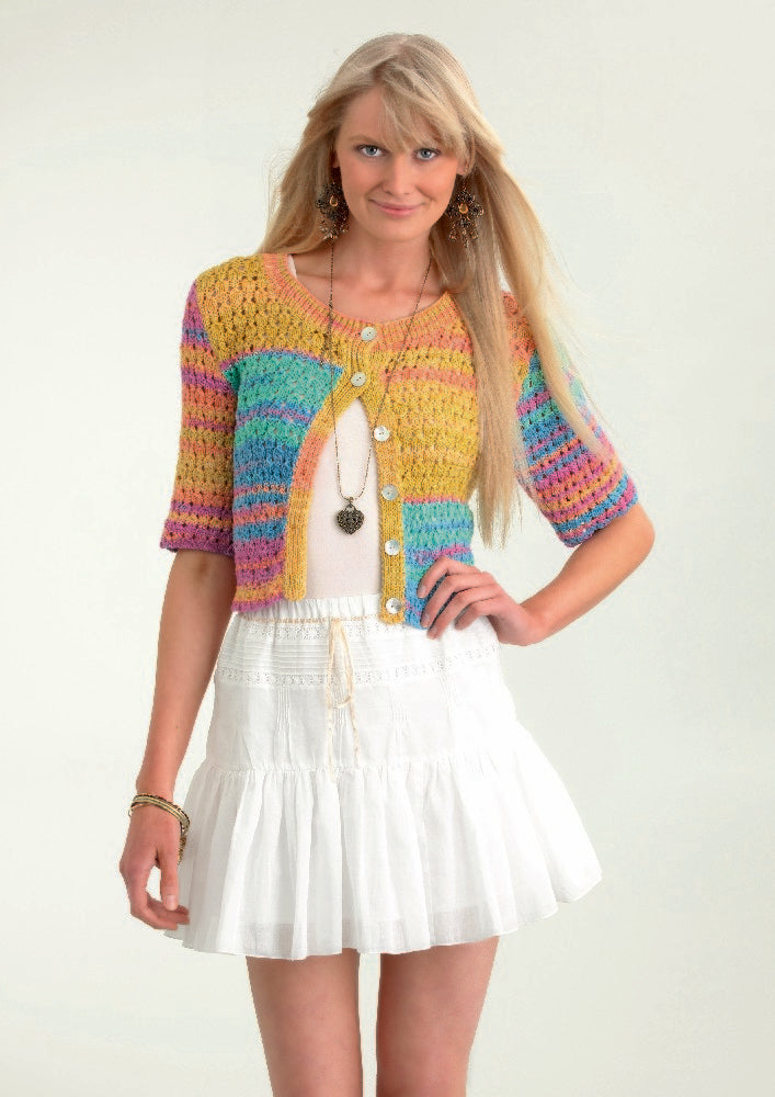 Jacke mit Ajourmuster in Schachenmayr Cotton Bamboo Batik - S8011  