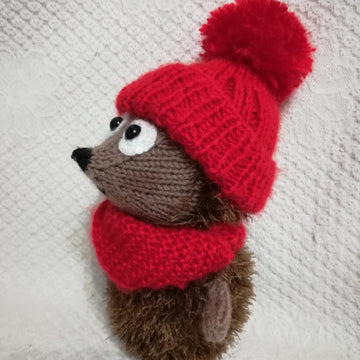 Knit Hedgehog in a red hat
