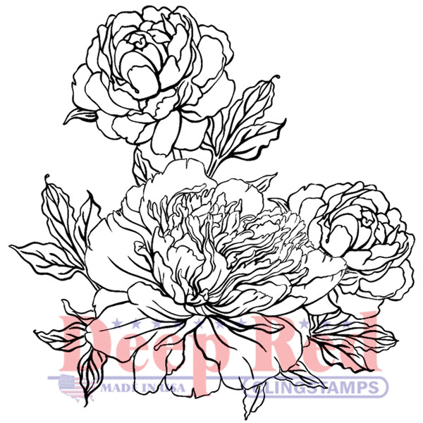 Deep Red Stamps Deep Red Cling Stamp 2"X2" - Carnation Blooms