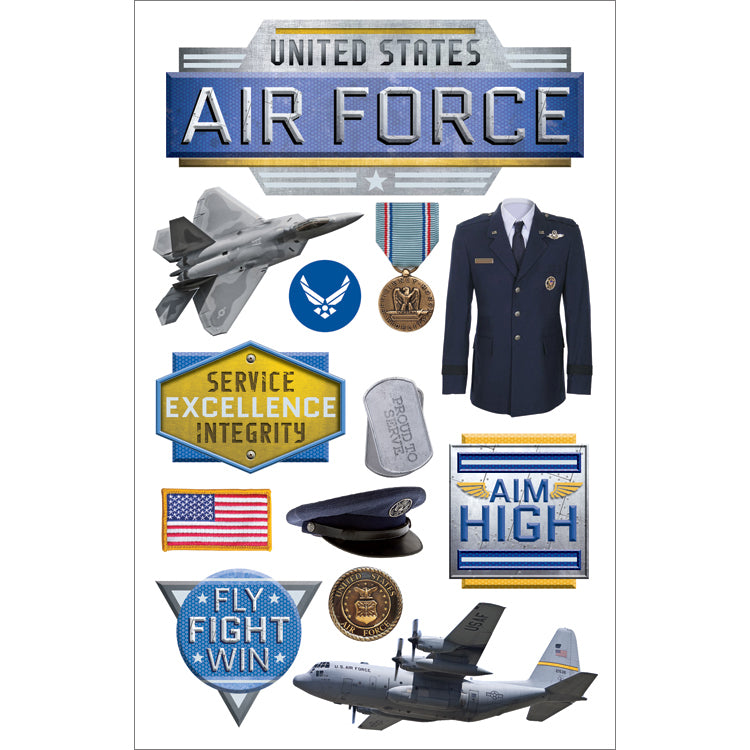 Paper House 3D Stickers 4.5"X7.5" - Air Force