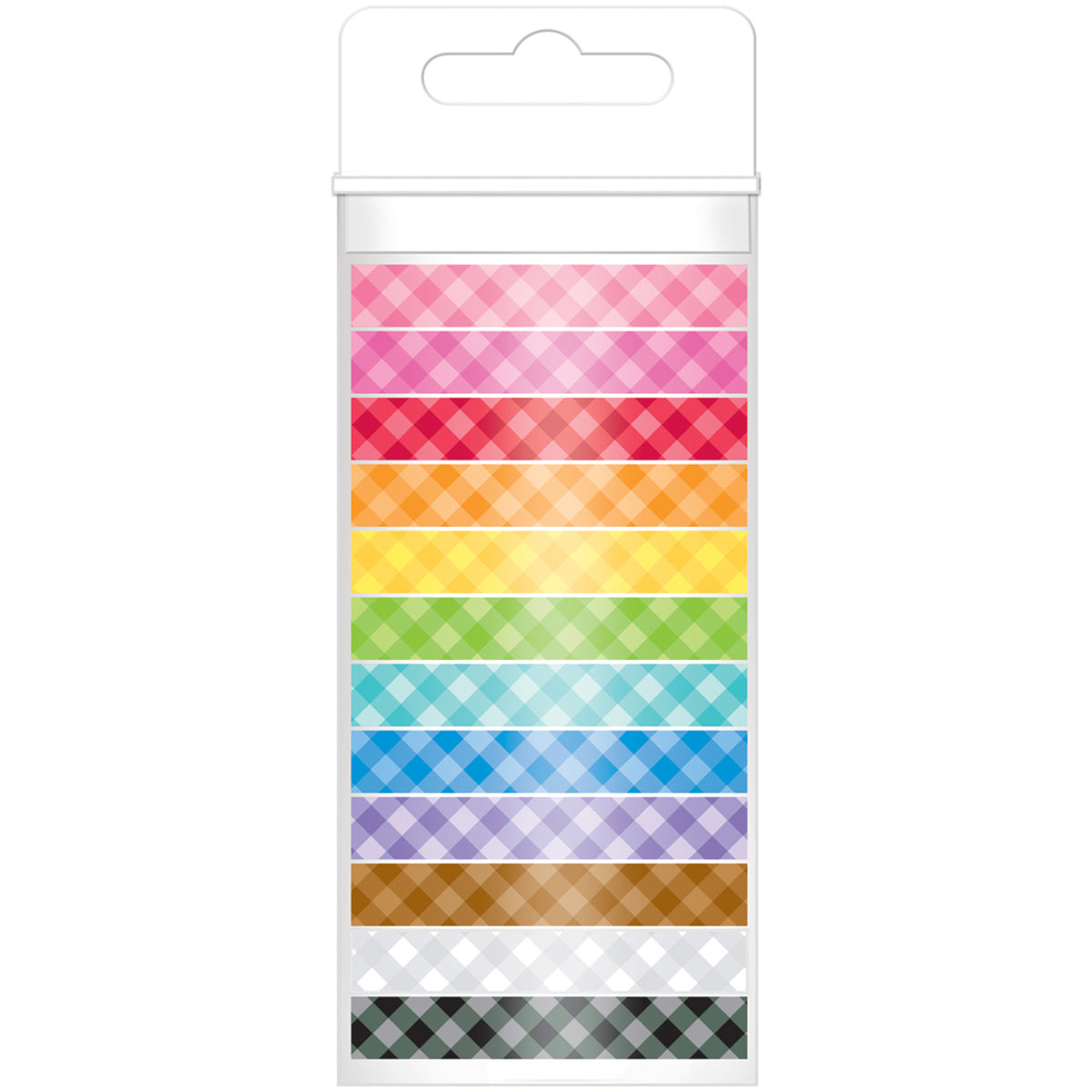 Doodlebug Monochromatic Washi Tape 8mmx12yds 12/Pkg - Gingham