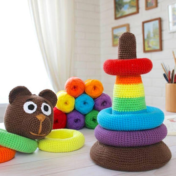Rainbow Bear stacking rings toy