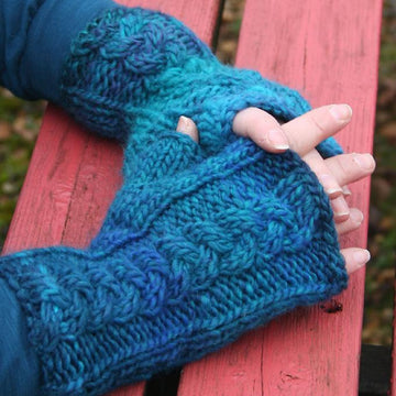Plaited Cable Fingerless Mittens