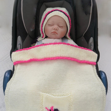 Tri-Cera-Tops Hooded Baby Car Seat Blanket + Dinosaur Toy